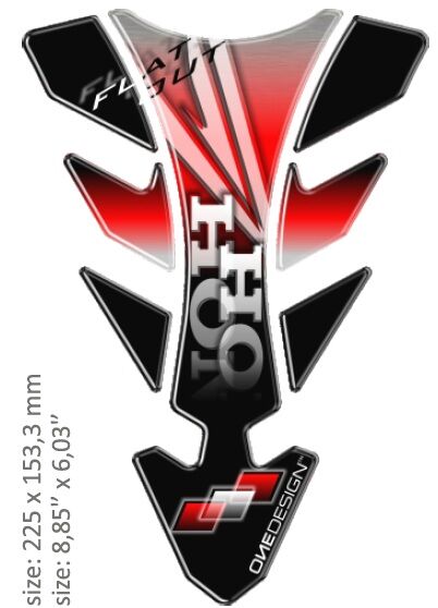 OneDesign UNIVERSAL TANK PAD - GLOSS BLACK/RED/WHITE - HONDA DESIGN - 22,5 CM X 15,33 CM | 8.85" X 6.03" - RES CGFUTUR6P