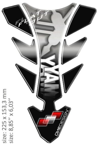 OneDesign UNIVERSAL TANK PAD - GLOSS BLACK/GRAY/WHITE - YAMAHA DESIGN - 22,5 CM X 15,33 CM | 8.85" X 6.03" - R CGFUTUR7P