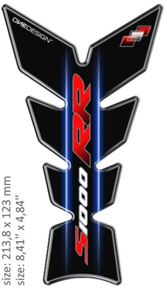 OneDesign UNIVERSAL TANK PAD - GLOSS BLACK/WHITE/RED/BLUE - BMW S1000RR DESIGN - 21,38 CM X 12,3 CM | 8.41" X CGMOON4P