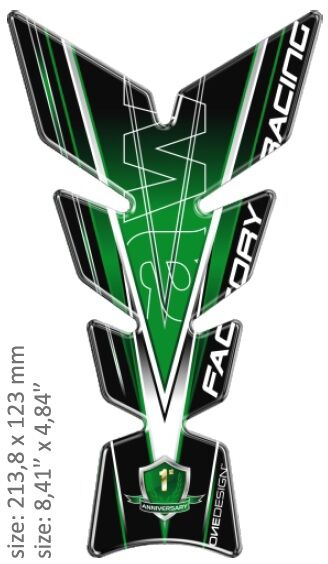 OneDesign UNIVERSAL TANK PAD - GLOSS GREEN/BLACK/WHITE - KAWASAKI DESIGN - 21,38 CM X 12,3 CM | 8.41" X 4.84" CGMOON9P