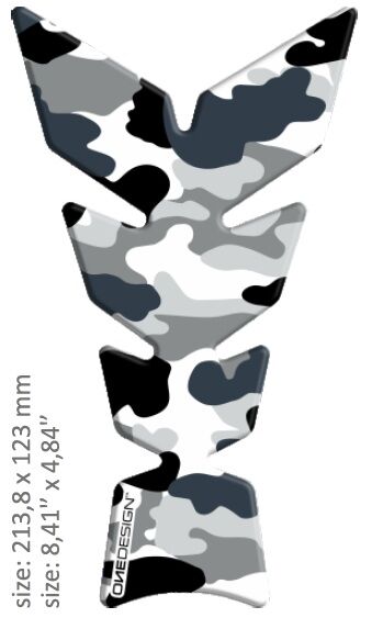 OneDesign UNIVERSAL TANK PAD - MATT BLACK/GRAY/WHITE - CAMOUFLAGE ARCTIC DESIGN - 21,38 CM X 12,3 CM | 8.41" X CGAN104P