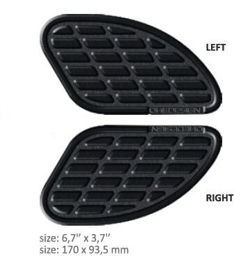 OneDesign UNIVERSAL TANK PAD - MATTE BLACK - 17 MM X 93,5 MM | 6,7" X 3,7" - RESIN/POLYURETHANE BUMPS13P
