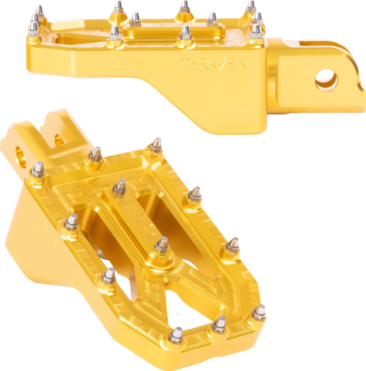 THRASHIN SUPPLY CO FOOTPEGS AGGRESSOR FRONT M8 SOFTAIL GOLD TSC-2022-5-SF