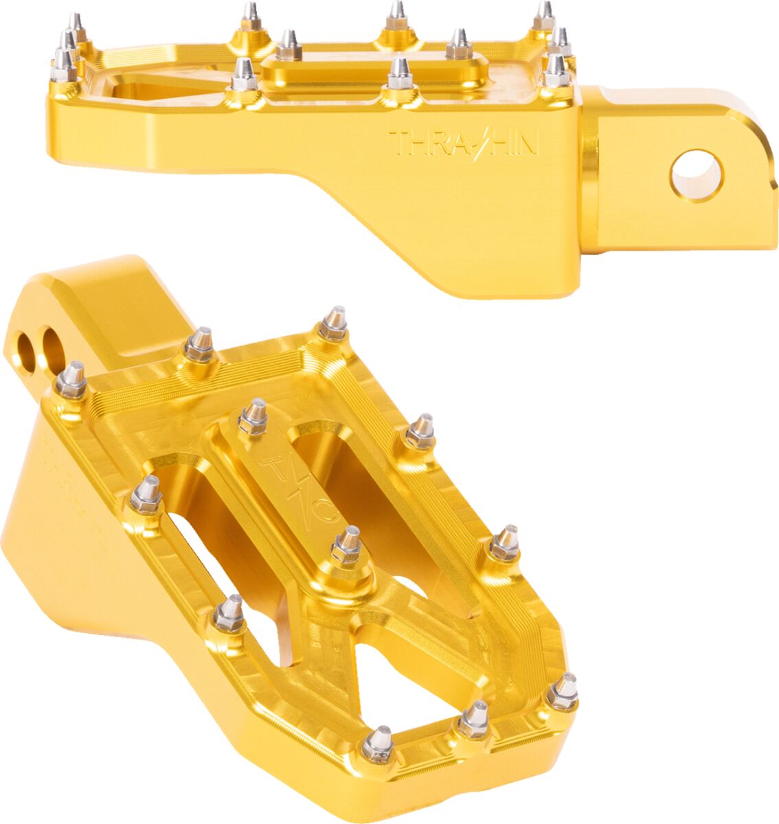 THRASHIN SUPPLY CO FOOTPEGS AGGRESSOR REAR M8 SOFTAIL GOLD TSC-2022-5-SR