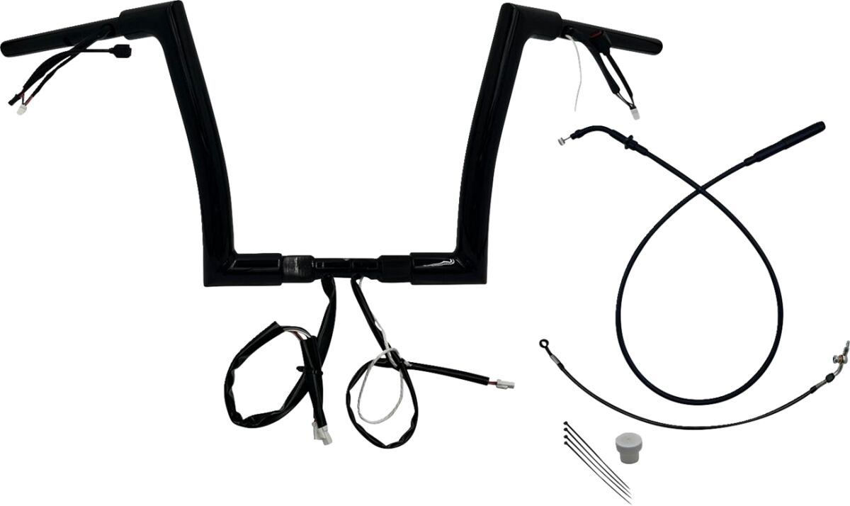 FAT BAGGERS INC H-BAR EZ INSTALL WIRED 1.50" FLAT TOP BLK 12" FLTRX, SE 649912-B