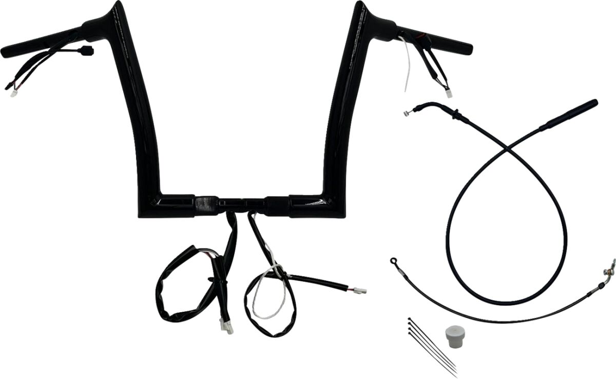 FAT BAGGERS INC 1-1/2" EZ Install Pointed Top Handlebar - 12" - Black 849912-B