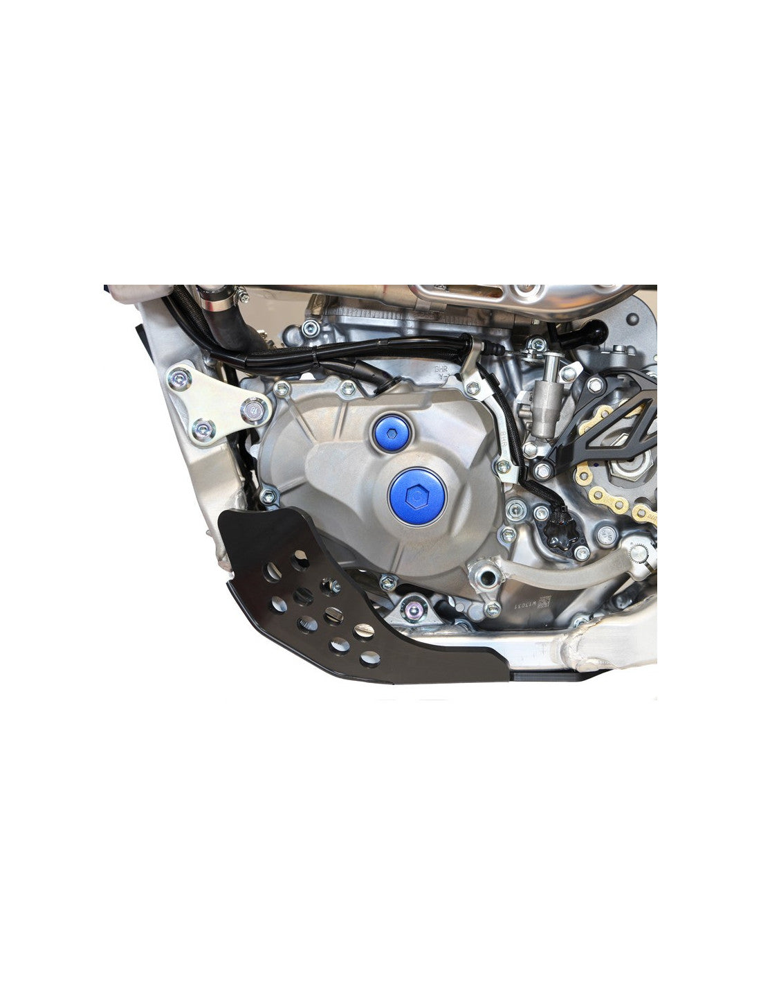 Left side of the HDPE plastic skid plate for Yamaha YZ450F and YZ450FX