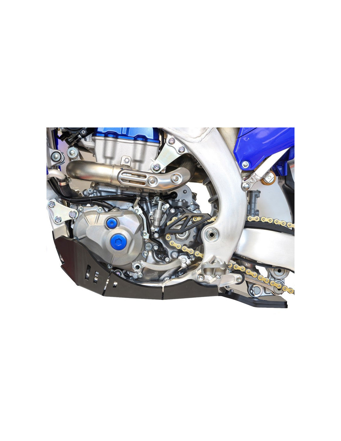 Left side of the HDPE plastic skid plate for Yamaha YZ450F and YZ450FX