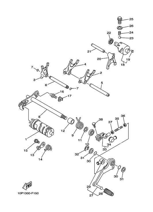Yamaha 1UY-18513-00 Fork, Shift 3 — shown on the Shift Cam & Fork parts diagram