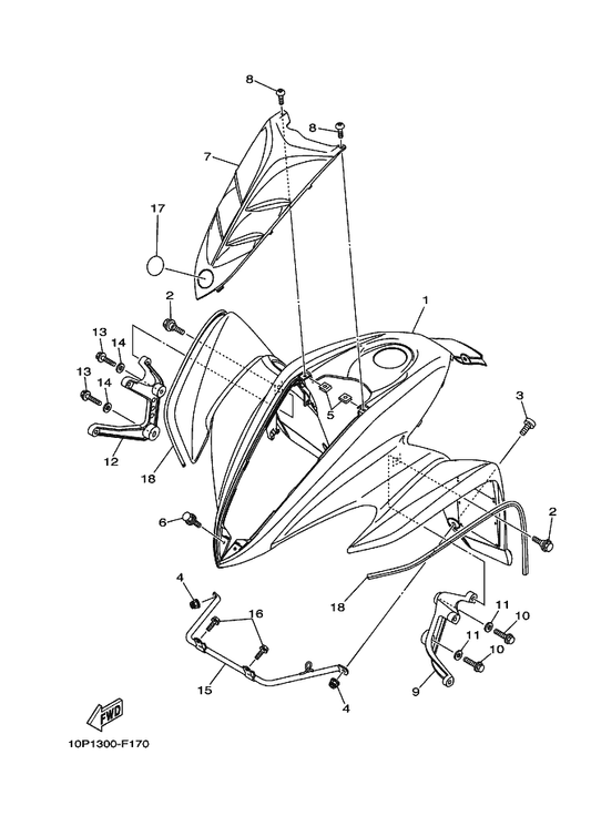 Yamaha 5YT-23391-40 Panel, Front — shown on the Front Fender parts diagram