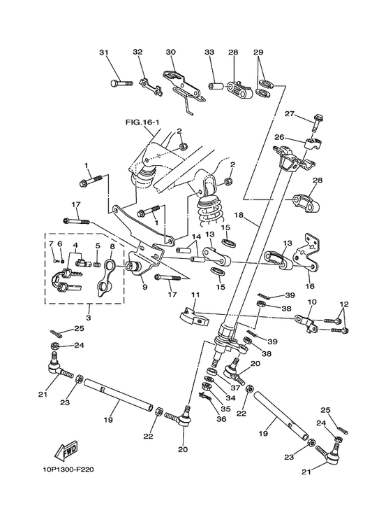 Yamaha 5YT-23813-20 Column, Steering 2 — shown on the Steering parts diagram
