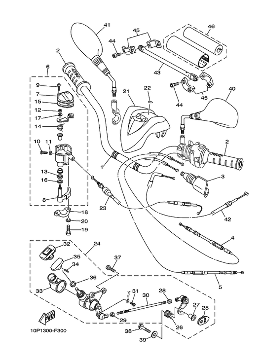 Yamaha 4SB-F6280-00 Rear View Mirror A — shown on the Steering Handle & Cable parts diagram