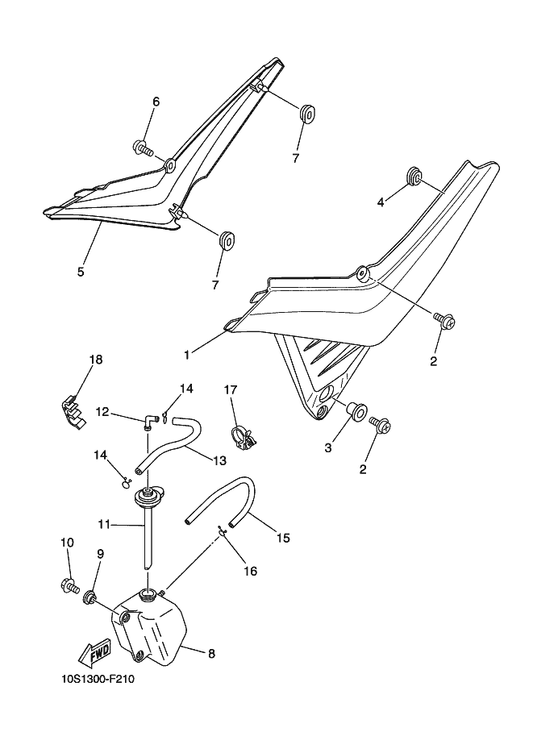 Yamaha 10S-F1711-00 Cover, Side 1 — shown on the Side Cover parts diagram