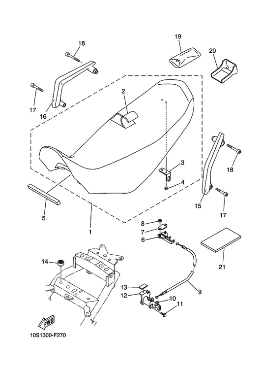 Yamaha 1D2-F4770-D0 Semi-Double Seat Assy — shown on the Seat parts diagram