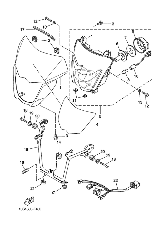 Yamaha 10S-F8351-30 Body, Cowling — shown on the Headlight parts diagram