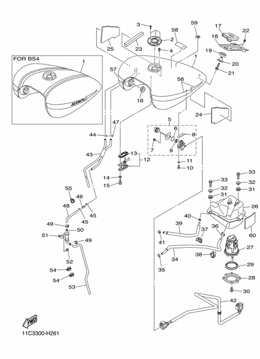 Yamaha 3AJ-24534-01 . Seal, Cock — shown on the Fuel Tank parts diagram