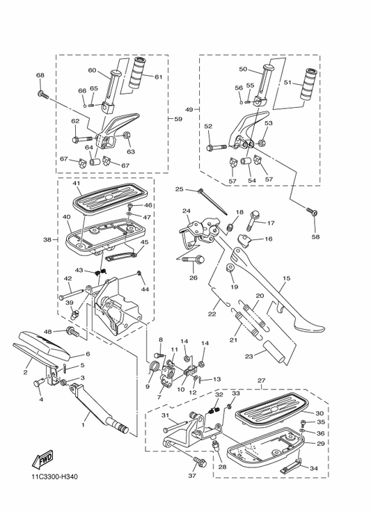 Yamaha 90201-08083 . Washer, Plate — shown on the Stand & Footrest parts diagram