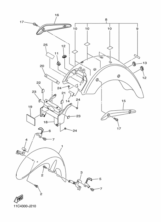 Yamaha 3D8-21638-00 Damper 1 — shown on the Fender parts diagram