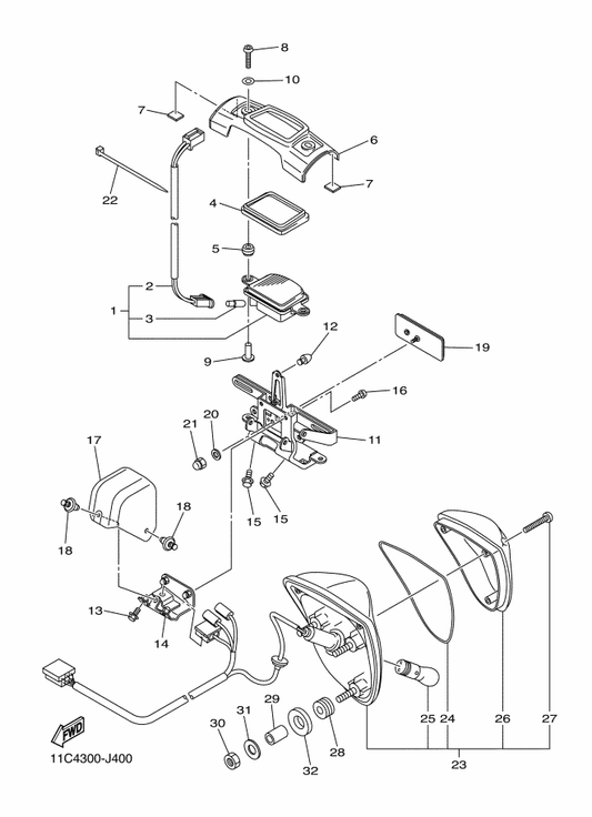 Yamaha 90480-13459 Grommet — shown on the Taillight parts diagram