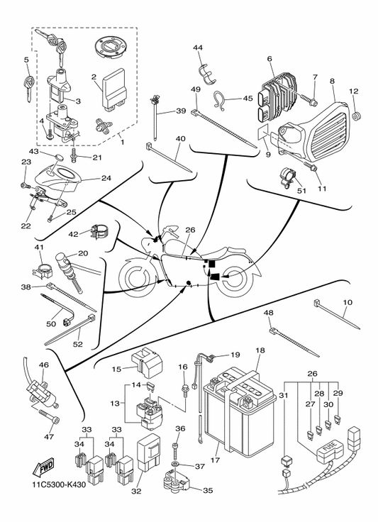 Yamaha 27D-81960-00 Rectifier & Regulator Assy — shown on the Electrical 2 parts diagram