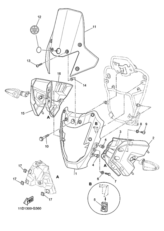 Yamaha 11D-F8351-00-P3 Body, Cowling — shown on the Cowling parts diagram