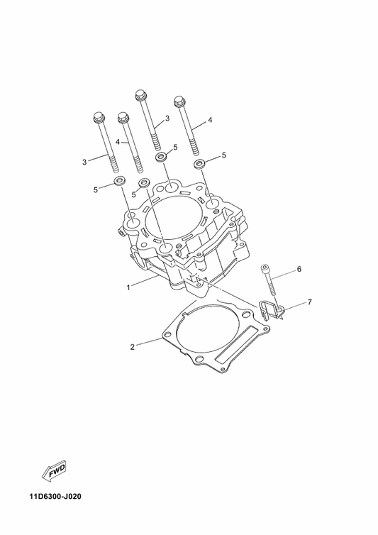 Yamaha 5VK-11351-00 Gasket, Cylinder — shown on the Cylinder parts diagram