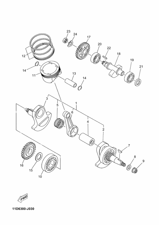 Yamaha 5VK-11651-00 . Rod, Connecting — shown on the Crankshaft & Piston parts diagram