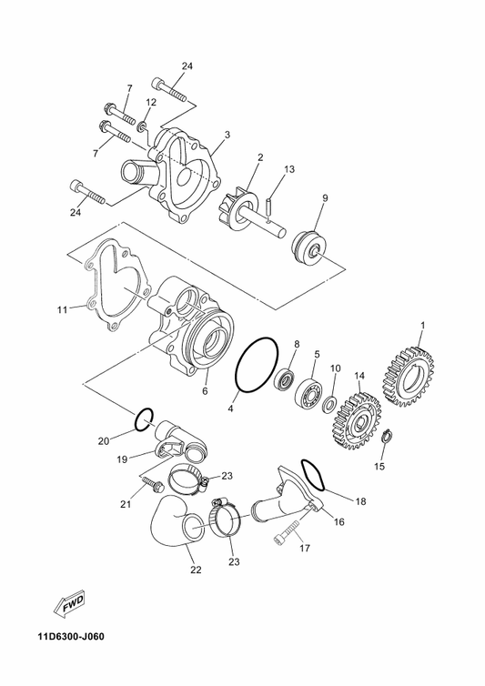 Yamaha 5VK-12421-00 Housing, Water Pump — shown on the Water Pump parts diagram