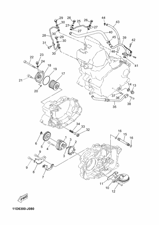 Yamaha 5LP-13300-00 Oil Pump Assy — shown on the Oil Pump parts diagram