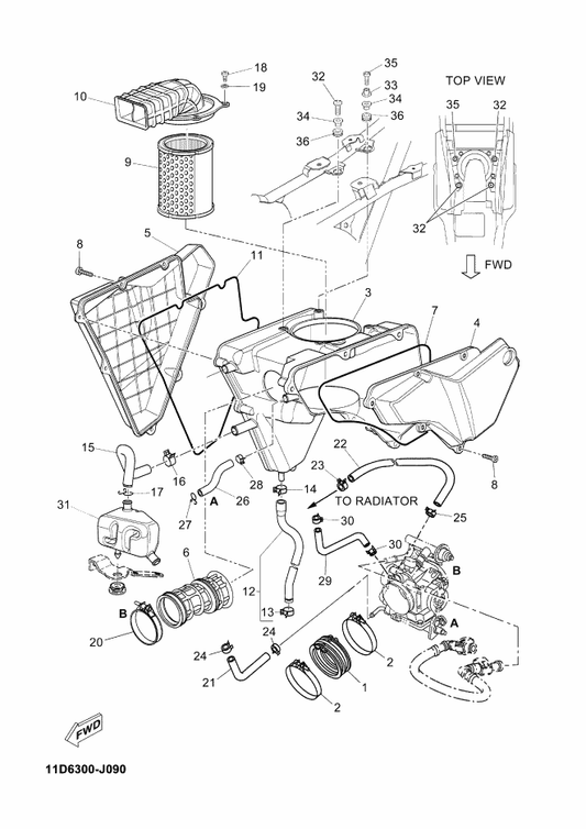Yamaha 90387-068P7 Collar — shown on the Intake parts diagram