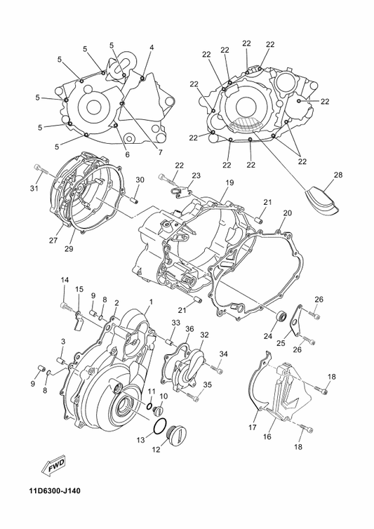 Yamaha 5VK-E5416-30 Cover, Oil Pump — shown on the Crankcase Cover 1 parts diagram