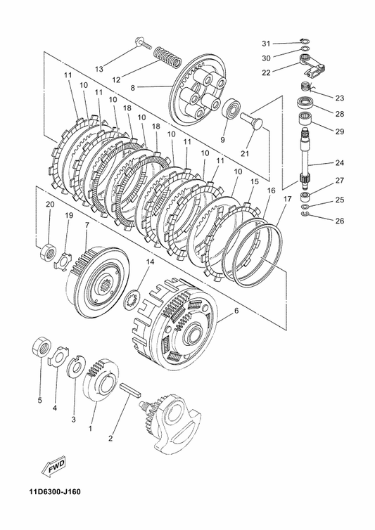 Yamaha 5VK-E6384-00 Plate, Seat — shown on the Clutch parts diagram