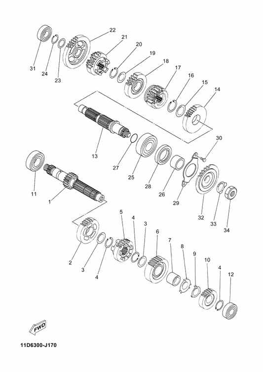 Yamaha 5VK-E7131-10 Gear, 3Rd Pinion — shown on the Transmission parts diagram