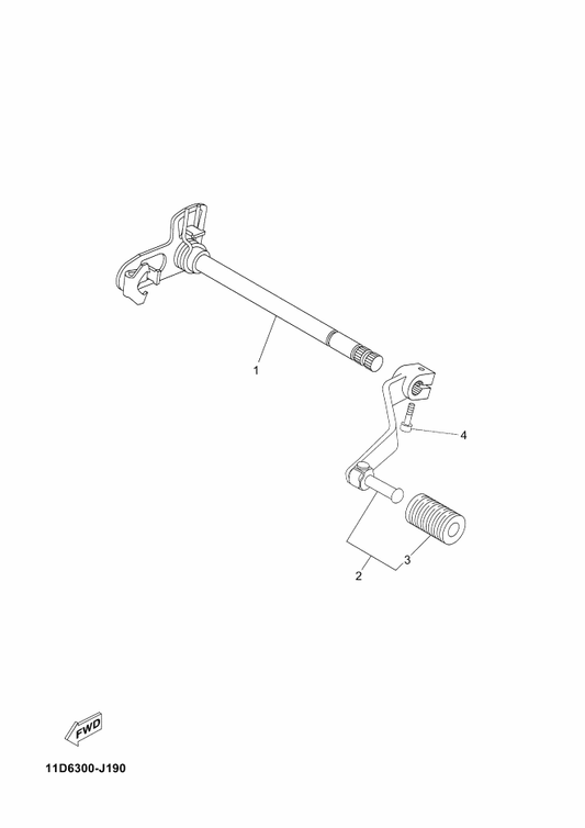 Yamaha 11D-E8110-00 Shift Pedal Assy — shown on the Shift Shaft parts diagram