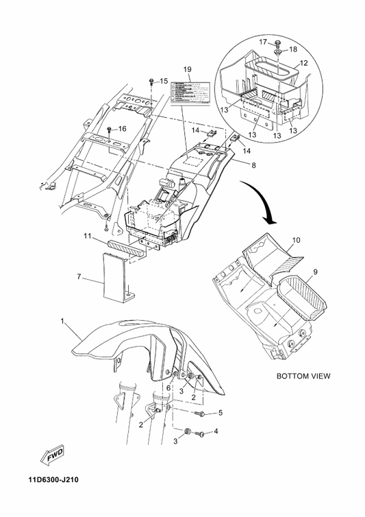 Yamaha 11D-F1779-00 Damper, Locating 2 — shown on the Fender parts diagram