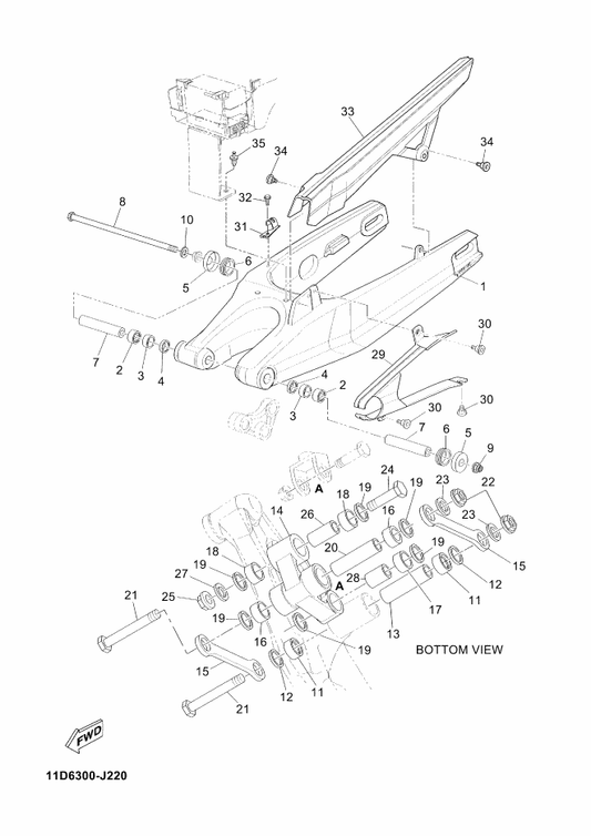 Yamaha 90109-12X00 Bolt — shown on the Rear Arm parts diagram