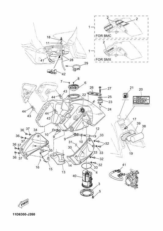 Yamaha 5YK-F4491-00 Bracket, Fuel Pump — shown on the Fuel Tank parts diagram