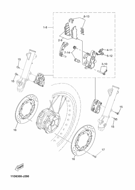 Yamaha 5VK-F581T-00 Disk Brake Assy — shown on the Front Brake parts diagram