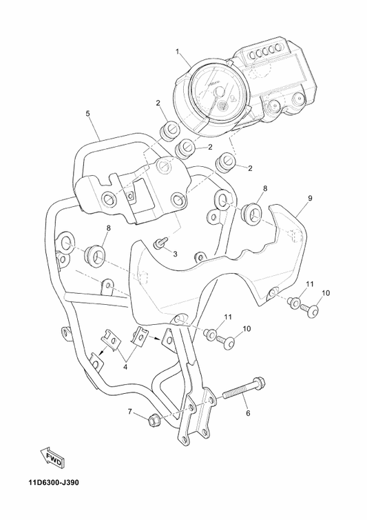 Yamaha 56P-F8356-00 Stay 1 — shown on the Meter parts diagram