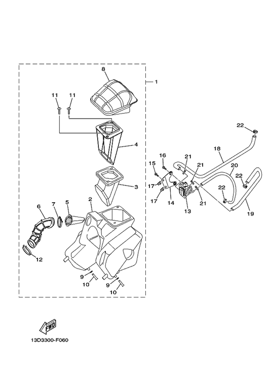 Yamaha 1D4-E4419-00 . Pipe — shown on the Intake parts diagram