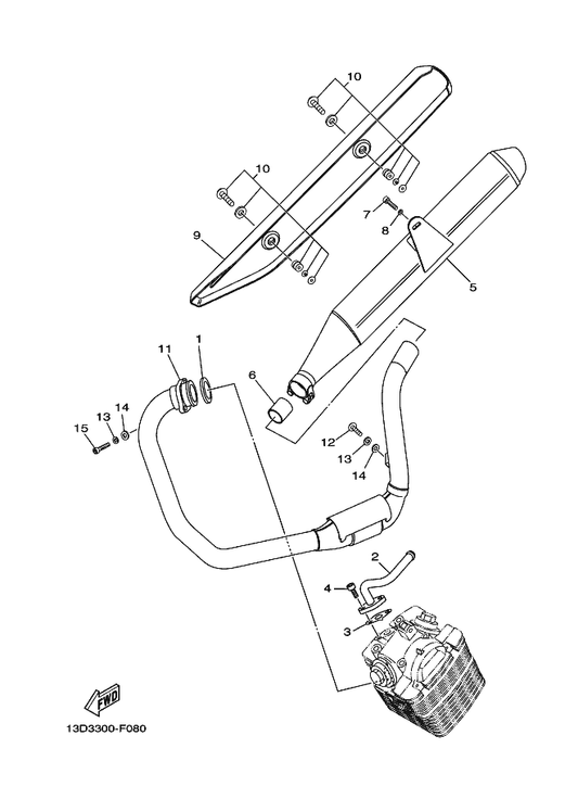 Yamaha 3D6-E4718-10 Protector, Muffler 1 — shown on the Exhaust parts diagram