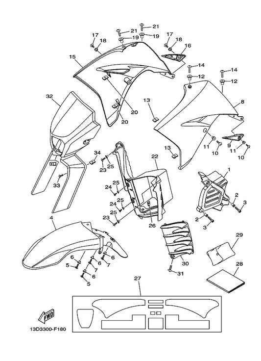 Yamaha 13D-F8199-S6 Manual,Owner'S — shown on the Front Body parts diagram