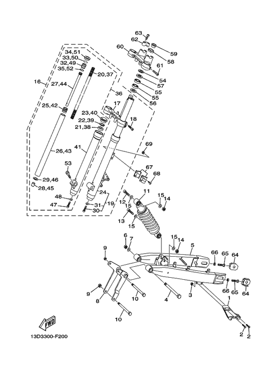 Yamaha 13C-F1481-00 Bolt, Engine Mounting 1 — shown on the Front & Rear Suspension parts diagram