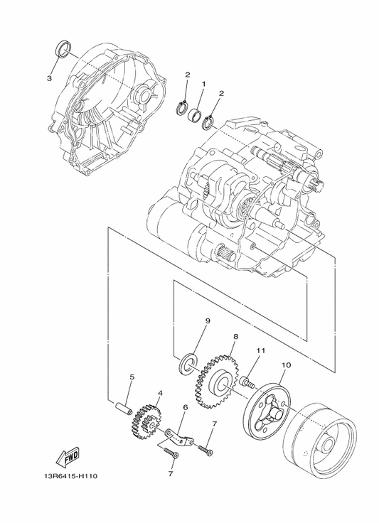 Yamaha 5VL-E5532-00 Plate, Idle Gear — shown on the Starter Clutch parts diagram