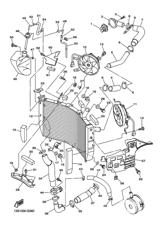 Yamaha 90480-11005 Grommet — shown on the Radiator & Hose parts diagram