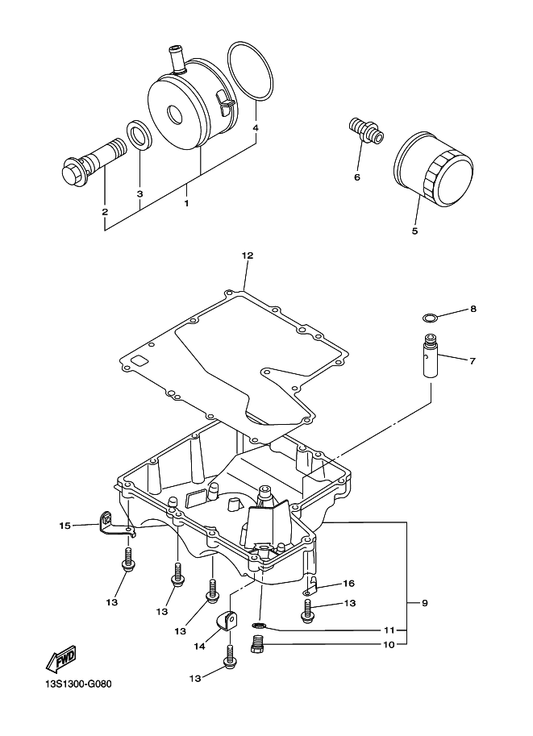 Yamaha 2C0-13414-01 Gasket, Strainer Cover — shown on the Oil Cleaner parts diagram