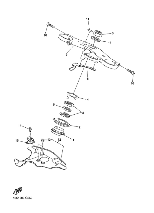 Yamaha 13S-23435-00 Crown, Handle — shown on the Steering parts diagram