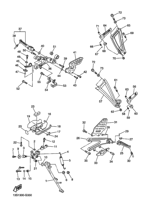 Yamaha 2C0-27451-00 Footrest — shown on the Stand & Footrest parts diagram
