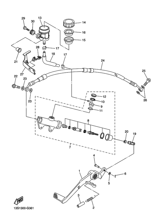 Yamaha 5XT-W0042-60 . Cylinder Kit, Master — shown on the Rear Master Cylinder parts diagram