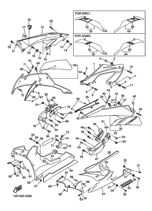 Yamaha 13S-28391-10 . Graphic 1 — shown on the Cowling 2 parts diagram